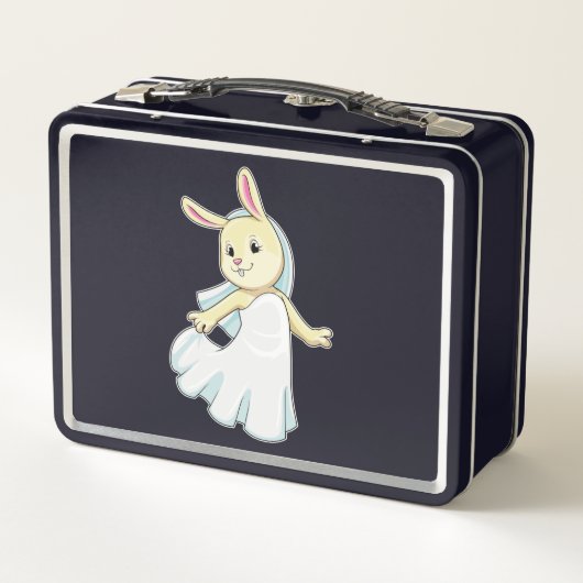 Bunny as Bride with Veil Metall Brotdose (Rückseite)