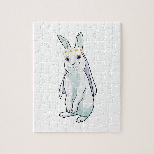 Bunny as Bride with Wreath of Blume Puzzle (Vertikal)