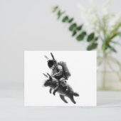 Bunny Astronaut reitet ein Kaninchen im Weltraum Postkarte (Stehend Vorderseite)