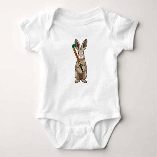 Bunny at Hockey with Hockey stick Baby Strampler (Vorderseite)