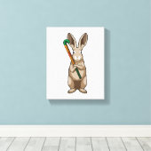 Bunny at Hockey with Hockey stick Leinwanddruck (Insitu (Holzboden))