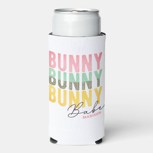 Bunny Babe Niedlich Modernes Girl Osterfest Person Selters Dosenkühler (Seltzer Vorderseite)