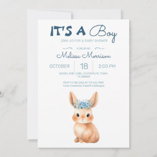 Bunny Baby Boy Dusche Einladung