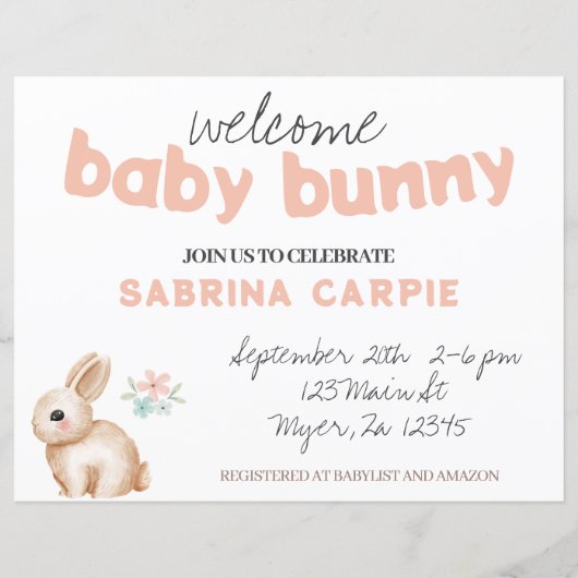 Bunny Baby Custom Sign (Rückseite)