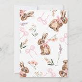 Bunny baby Dusche Einladung Rosa Bugmädchen Blume (Rückseite)