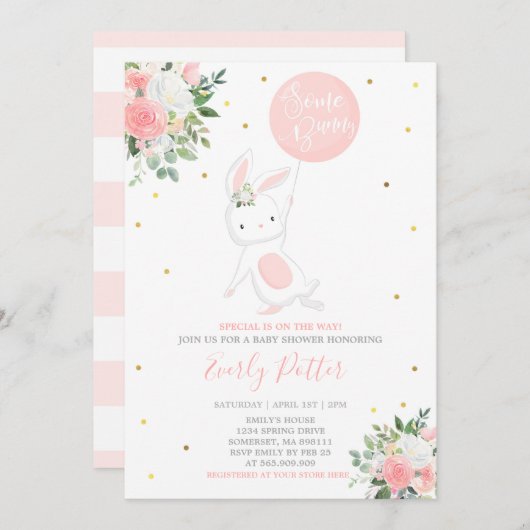Bunny Baby Dusche Einladung Sonnen-Special (Vorne/Hinten)