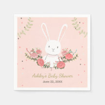 Bunny Baby Dusche Papier Napkin Woodland Pink Girl