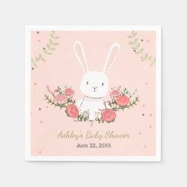 Bunny Baby Dusche Papier Napkin Woodland Pink Girl Serviette