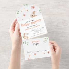 Bunny Baby Dusche Party Einladung und Windeln Raff