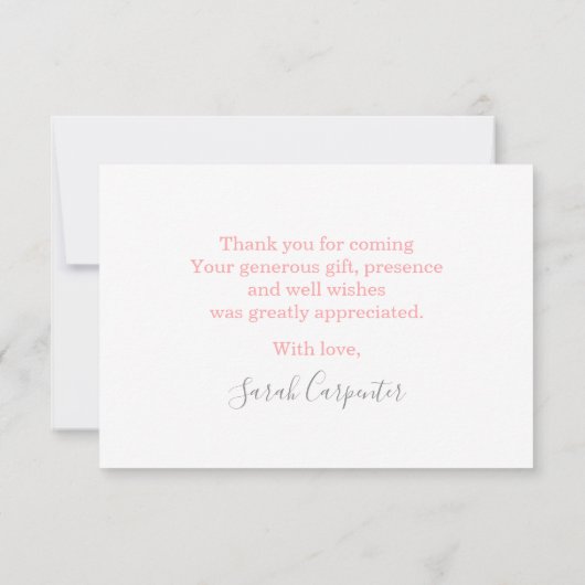 Bunny Baby Dusche pink Dankeschön Karte (Rückseite)