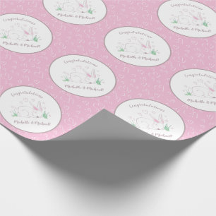 Bunny Baby Dusche Spring Pink Girl Geschenkpapier