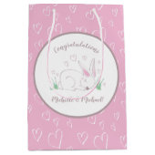Bunny Baby Dusche Spring Pink Girl Mittlere Geschenktüte (Vorderseite)