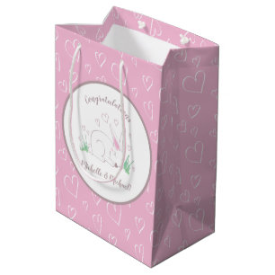 Bunny Baby Dusche Spring Pink Girl Mittlere Geschenktüte