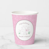 Bunny Baby Dusche Spring Pink Girl Pappbecher (Rückseite)