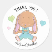 Bunny Baby Dusche Vielen Dank White Round Sticker (Vorderseite)