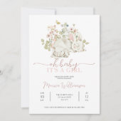 Bunny Baby Girl Dusche Einladung (Vorderseite)