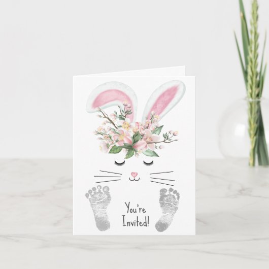 Bunny Baby Girl Dusche Einladung (Vorderseite)