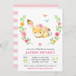 Bunny Baby Girl Dusche Rosa Sprinkle Niedliche Blü Einladung