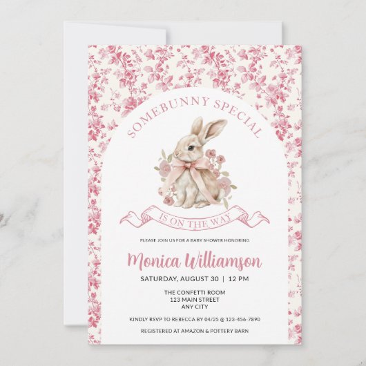 Bunny Baby Girl Duwer Einladungsturm (Vorderseite)