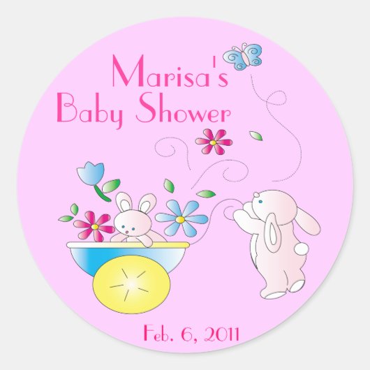 Bunny Baby Personalisiert Baby Shower Stickers (Vorderseite)
