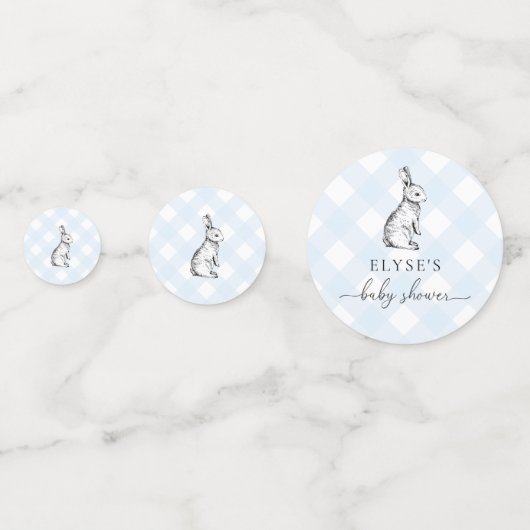 Bunny Baby Shower Blue Gingham Table Confetti Konfetti (Vorderseiten)