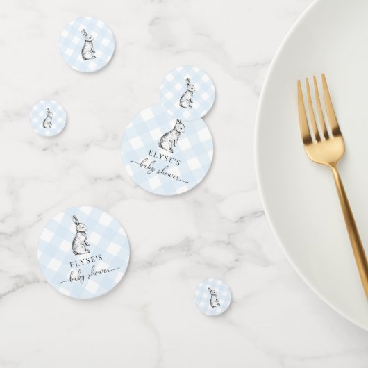 Bunny Baby Shower Blue Gingham Table Confetti Konfetti (Gruppe)