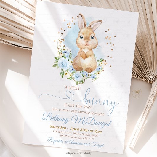 Bunny baby shower Boy Einladung