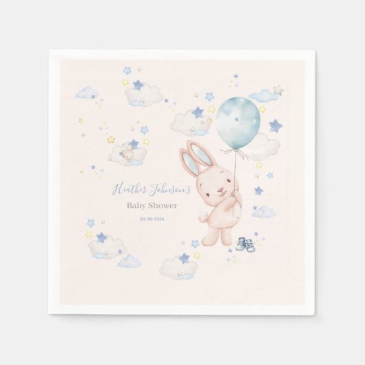 Bunny Baby Shower Boy Serviette (Vorderseite)