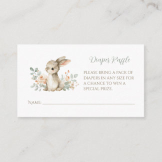 Bunny Baby Shower Diaper Raffle Cards Inserts