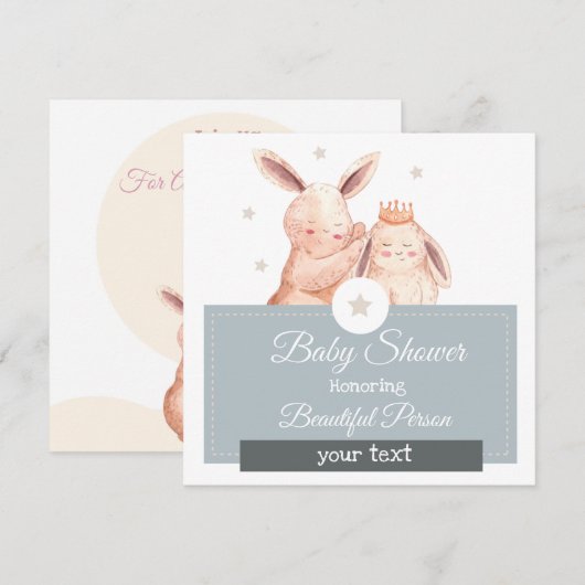Bunny Baby Shower Einladung (Vorne/Hinten)