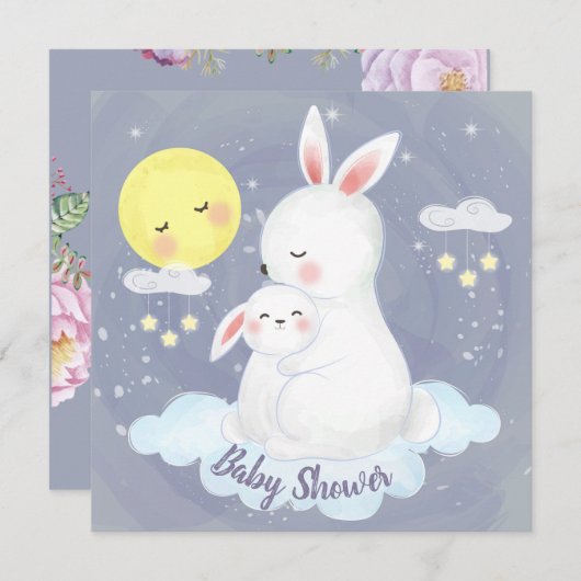 Bunny Baby Shower Einladung (Vorne/Hinten)