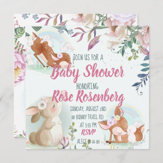 Bunny Baby Shower Einladung (Vorne/Hinten)
