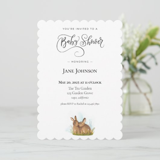 Bunny Baby Shower Einladung (Stehend Vorderseite)