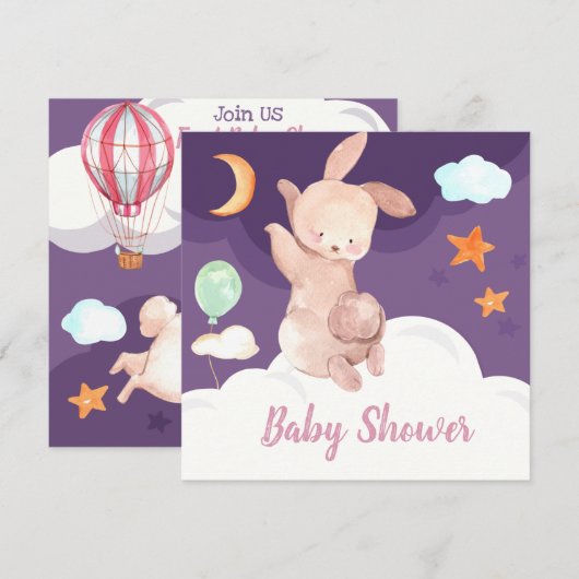 Bunny Baby Shower Einladung (Vorne/Hinten)