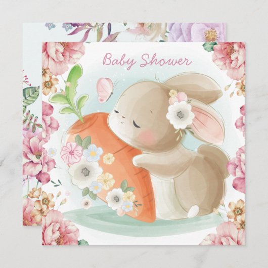 Bunny Baby Shower Einladung (Vorne/Hinten)