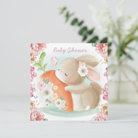 Bunny Baby Shower Einladung (Stehend Vorderseite)
