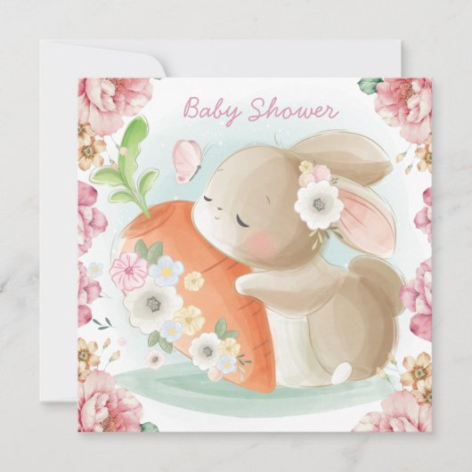 Bunny Baby Shower Einladung (Vorderseite)