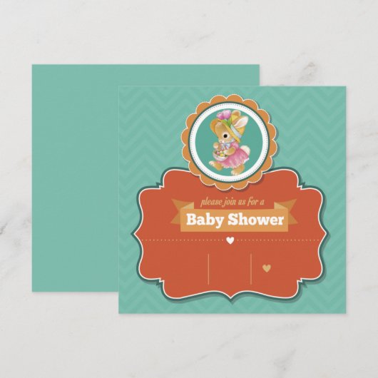 Bunny Baby Shower Einladung (Vorne/Hinten)