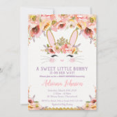Bunny Baby Shower Einladungen Girl Floral Rabbit (Vorderseite)
