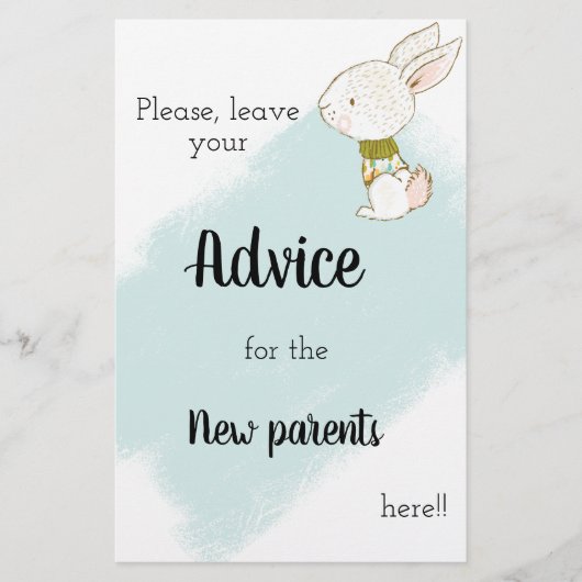 Bunny Baby Shower Game - Ratschläge Flyer (Vorne)