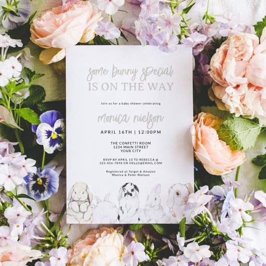 Bunny Baby Shower Gender Neutral Einladung