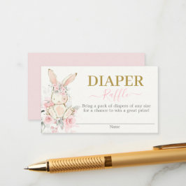 Bunny Baby Shower Girl Diaper Raffekarte Begleitkarte