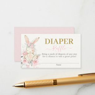 Bunny Baby Shower Girl Diaper Raffekarte Begleitkarte