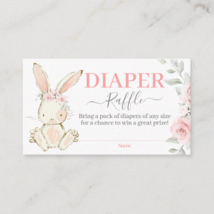 Bunny Baby Shower Girl Diaper Raffekarte Begleitkarte