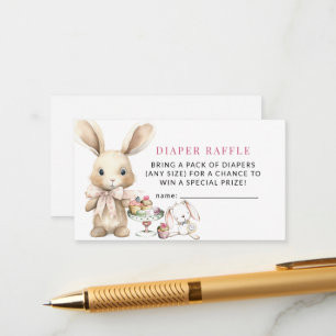 Bunny Baby Shower Girl Diaper Raffle Begleitkarte