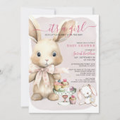 Bunny Baby Shower Girl Einladung (Vorderseite)