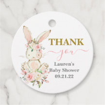Bunny Baby Shower Girl Favor Tags