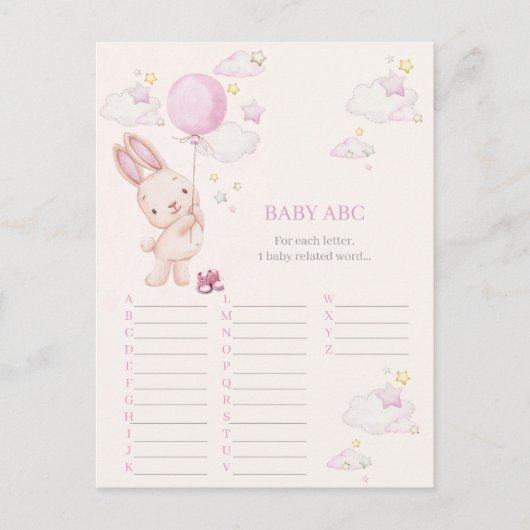 Bunny Baby Shower Girl Game Postkarte (Vorderseite)