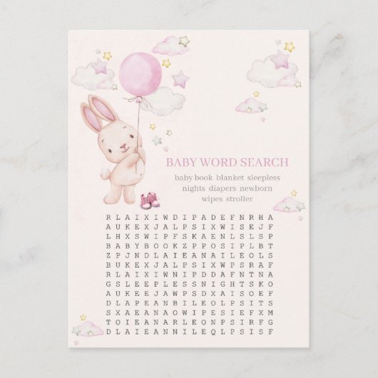 Bunny Baby Shower Girl Game Postkarte (Vorderseite)