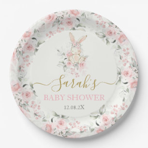 Bunny Baby Shower Girl Paper Plate Pappteller